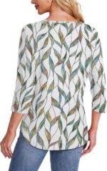 OFEEFAN Womens Tops 3/4 Length Sleeve Blouses Dressy Casual Spring Summer Fall O... - Image 6