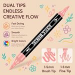 Pagather 72 Colors Acrylic Paint Markers, Dual Tip with Fine Tip and Brush Tip P... - Image 3