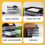 IRIS USA Plastic Desk Top 3-Drawer Storage Organizer with Paper Tray Top, 1-Pack... - Image 5