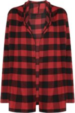 Womens Flannel Cardigan Sweaters Trendy Casual Lightweight Plaid Jacket Loose Lo... - Image 4