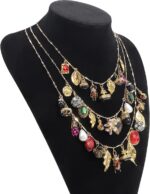 Vintage 3-Layered Pendant Charm Necklace for Women, Bohemian Ethnic Triple Layer... - Image 5