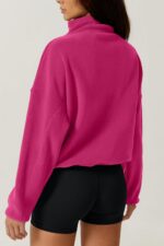 QINSEN Women Half Zip Fleece Sweatshirt Mock Neck Long Sleeve Winter Cozy Sherpa... - Image 3