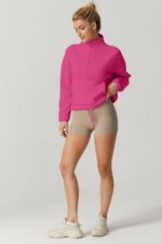 QINSEN Women Half Zip Fleece Sweatshirt Mock Neck Long Sleeve Winter Cozy Sherpa... - Image 6