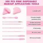BESARME 300 Pcs Pink Disposable Makeup Applicators Tools with Triangle Puffs, Li... - Image 3