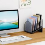 5-Section Desk File Organizer Metal Mesh Folder Organizer, Black | Desk Organize... - Image 4