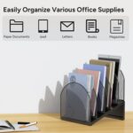 5-Section Desk File Organizer Metal Mesh Folder Organizer, Black | Desk Organize... - Image 8