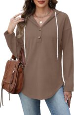 RUMIA Womens Tops V Neck Button Sweatshirt for Women Pullover Long SLeeve Shirts... - Image 3