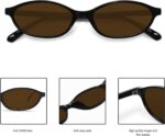 GUVIVI Retro Oval Sunglasses for Women Chic Cat Eye 90s Sunnies Lightweight Narr... - Image 6