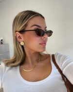 GUVIVI Retro Oval Sunglasses for Women Chic Cat Eye 90s Sunnies Lightweight Narr... - Image 8