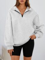 Trendy Queen Women's Oversized Half Zip Fleece Sweatshirts-Cozy Pullover, Sweate... - Image 3