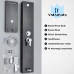 Shower Panel Wall Mount Shower Tower with LED Shower Head System Full Body Showe... - Image 8