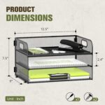 DALTACK 3 Tier Paper Organizer with Handle, Mesh Metal Desk Organizer with Slidi... - Image 4