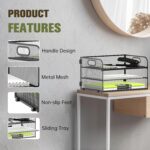 DALTACK 3 Tier Paper Organizer with Handle, Mesh Metal Desk Organizer with Slidi... - Image 5