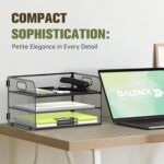 DALTACK 3 Tier Paper Organizer with Handle, Mesh Metal Desk Organizer with Slidi... - Image 6