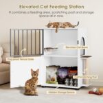 Cat Feeding Station, Dog Proof Cat Feeding Station with Scratching Post, Elevate... - Image 5