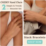 CHESKY 14K Gold Plated Hand Chain Bracelets for Women Set - Dainty Finger Ring B... - Image 5