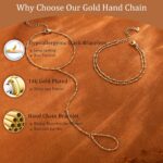 CHESKY 14K Gold Plated Hand Chain Bracelets for Women Set - Dainty Finger Ring B... - Image 7