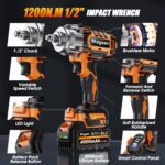 1/2" Cordless Impact Wrench, 900Ft-lbs (1200N.m) Brushless High Torque Impact Gu... - Image 9