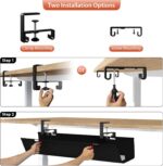 Univivi No Drill Under Desk Cable Management Tray, 36" Cord Organizer for Table,... - Image 7