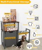 30.6Long x 26.2 High Elevated Dog Bowl Stand with Pet Food Storage Organizer, Ad... - Image 4