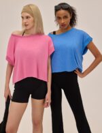 UNIANKIYA Open Back Workout Tops for Women Loose Fit Athletic Crop Tee Short Sle... - Image 5