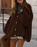 PRETTYGARDEN Women's Winter Button Down Cardigan Sweaters Mock Neck Lantern Long... - Image 6