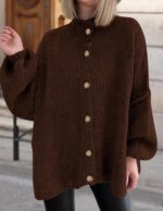 PRETTYGARDEN Women's Winter Button Down Cardigan Sweaters Mock Neck Lantern Long... - Image 9