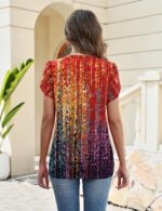 Rapbin Womens Spring Summer Petal Short Sleeve Tops V Neck Tunic Business Work B... - Image 5