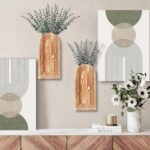 Dnnnii 2 Pack Wooden Wall Vase Set - Brown Finish Modern Farmhouse & Boho Wall D... - Image 3