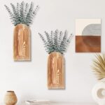 Dnnnii 2 Pack Wooden Wall Vase Set - Brown Finish Modern Farmhouse & Boho Wall D... - Image 4