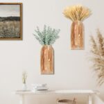 Dnnnii 2 Pack Wooden Wall Vase Set - Brown Finish Modern Farmhouse & Boho Wall D... - Image 6