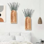 Dnnnii 2 Pack Wooden Wall Vase Set - Brown Finish Modern Farmhouse & Boho Wall D... - Image 7