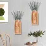 Dnnnii 2 Pack Wooden Wall Vase Set - Brown Finish Modern Farmhouse & Boho Wall D... - Image 8