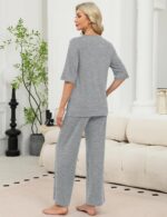 LOMON Women's 2 Piece Lounge Pajama Sets Soft 3/4 Sleeve Tops and Wide Leg Pants... - Image 6