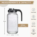 2 Quart Glass Pitcher with Lid - Airtight & Leakproof Mason Jar Pitcher with Fil... - Image 3