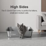 Stainless Steel Litter Box with High Sided, Metal Cat Litter Box, Odor-Free, Non... - Image 7