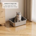 Stainless Steel Litter Box with High Sided, Metal Cat Litter Box, Odor-Free, Non... - Image 8