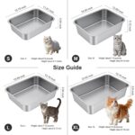 Stainless Steel Litter Box with High Sided, Metal Cat Litter Box, Odor-Free, Non... - Image 9
