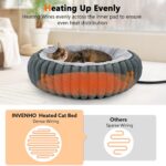 INVENHO Heated Cat Beds for Indoor Cats and Small Dogs, 20" Cozy Donut Heated Pe... - Image 3