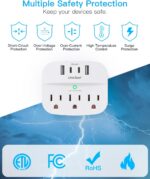 One Beat 2 Pack Multi Plug Outlet Splitter with USB,Surge Protector Outlet Exten... - Image 5