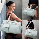 Small Gym Bag for Women, Travel Duffle Bag Carry On Weekender Bag with Shoe Comp... - Image 3