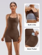 SUUKSESS Women 2 Piece Workout Sets High Waisted Biker Shorts with Pockets Built... - Image 4