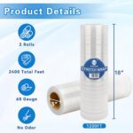 NEXCOVER 18 Inch Stretch Wrap - 1200 Feet | 60 Gauge, 2 Roll Clear Plastic Self-... - Image 3