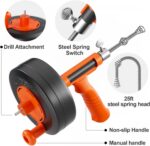 Drain Snake, 25ft Flexible Steel Drain Auger With Drill Adapter, Plumbing Unbloc... - Image 3