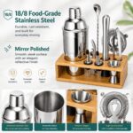 Cocktail Shaker Set, 18/8 Food-Grade Stainless Steel Mixology Bartender Kit 10-P... - Image 4