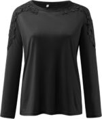 Generic Fall Shirts for Women 2024 Trendy Crew Neck Long Sleeves Blouses Tops Dr... - Image 3