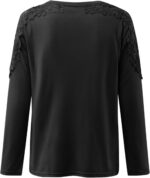 Generic Fall Shirts for Women 2024 Trendy Crew Neck Long Sleeves Blouses Tops Dr... - Image 4