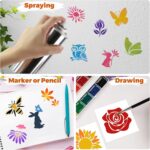 72 Pcs Botanical Stencils Set, Reusable Butterfly & Flower Painting Templates - ... - Image 9