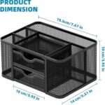 Marbrasse Mesh Desk Organizer, Pen Organizer with 2 Drawer, Multi-Functional Pen... - Image 5