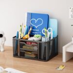 Marbrasse Mesh Desk Organizer, Pen Organizer with 2 Drawer, Multi-Functional Pen... - Image 6